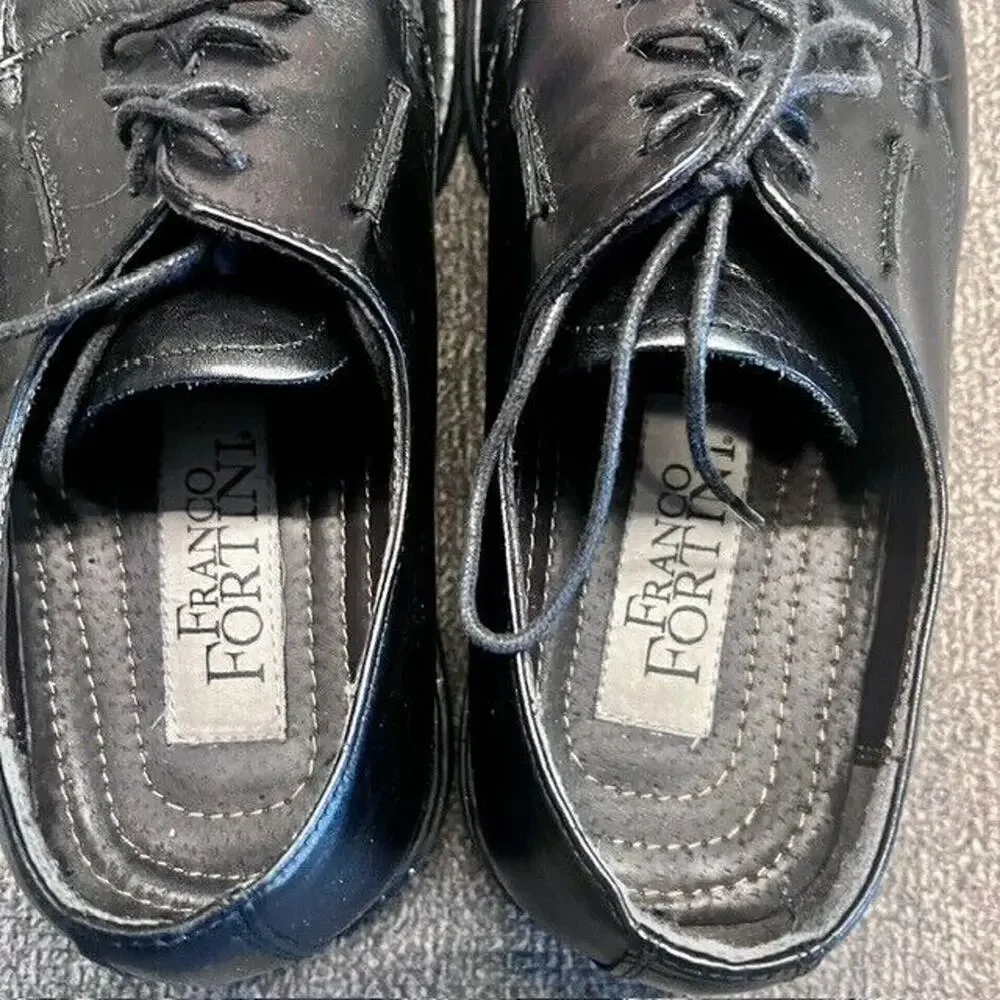 Franco Fortini Dallas Oxford Shoes Mens 9.5 M Black Leather Lace Up Square Toe